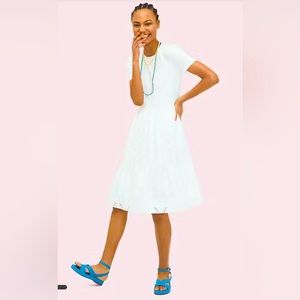Kate Spade White Mixed Media Fit & Flare Dress Size XXS